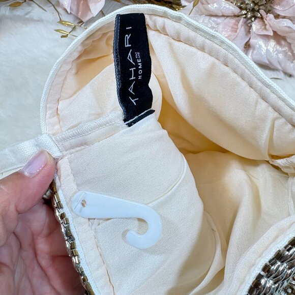 Tahari Gold Silver Beaded Christmas Holiday Stocking 22" - Picture 4 of 7